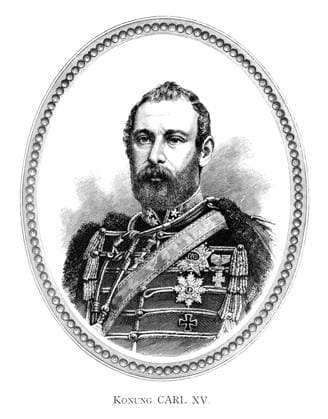 Karl XV IV. (Carl Ludvig Eugen) (3. Mai 1826 18. September 1872) war von 1859 bis zu seinem Tod König von Schweden (als Karl XV.) und Norwegen (als Karl IV.) . Die Nummerierung von Carl als Karl XV. war eine Konvention. Carl war eigentlich der neunte schwedische König dieses Namens. Die schwedischen Könige Erik XIV. (1560?68) und Karl IX. (1604?11) erhielten ihre hohen Ordnungszahlen in Übereinstimmung mit der höchst fiktiven Geschichte von Johannes Magnus, und ihre Nachfolger wurden der Reihe nach nummeriert. Kupferstich von Ida Falander (1842 1927), veröffentlicht in Charles XV IV (Carl Ludvig Eugen) (3 May 1826 ? 18 September 1872) was King of Sweden (as Karl XV) and Norway (as Karl IV) from 1859 until his death. Numbering Carl as Ch Copyright: imageBROKER J.xSandvik ibliqx08965204.jpg