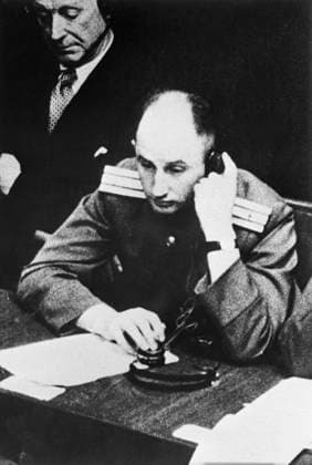 Nuremberg Trials 8742559 29.11.1945 The Nuremberg Trials were international trials of former leaders of Nazi Germany, which took place from November 20, 1945 to October 1, 1946 at the International Military Tribunal in the Palace of Justice in Nuremberg after the end of World War II. Arkady Poltorak, secretary of the Soviet delegation at the Nuremberg Trials of the Major Nazi War Criminals. Nurnberg Germany  Copyright: xx