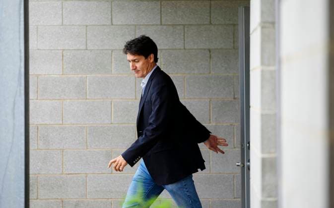 August 21, 2024, Gatineau, Quebec, Canada: Prime Minister Justin Trudeau arrives to delivers a statement on the potential rail strike following an event in Gatineau, Que., on Wednesday, Aug. 21, 2024. Gatineau Canada  - ZUMAc35_ 20240821_zaf_c35_006 Copyright: xSeanxKilpatrickx