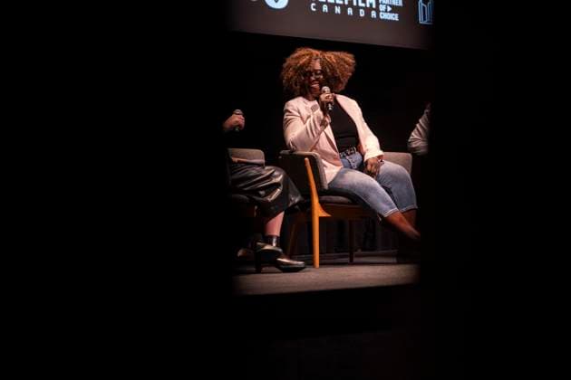 August 22, 2024, Toronto, On, Canada: Director Jennifer Holness speaks at the 2024 TIFF press conference and festival kickoff in Toronto, Thursday, Aug. 22, 2024. Toronto Canada  - ZUMAc35_ 20240822_zaf_c35_112 Copyright: xPaigexTaylorxWhitex
