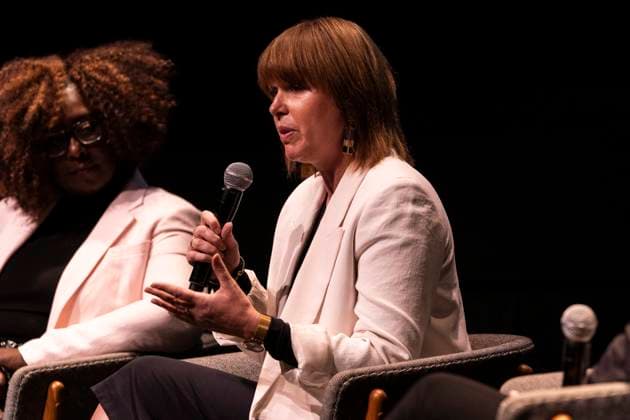 August 22, 2024, Toronto, On, Canada: Kerry Swanson, the chief executive officer of the Indigenous Screen Office, speak at the 2024 TIFF press conference and festival kickoff in Toronto, Thursday, Aug. 22, 2024. Toronto Canada  - ZUMAc35_ 20240822_zaf_c35_225 Copyright: xPaigexTaylorxWhitex