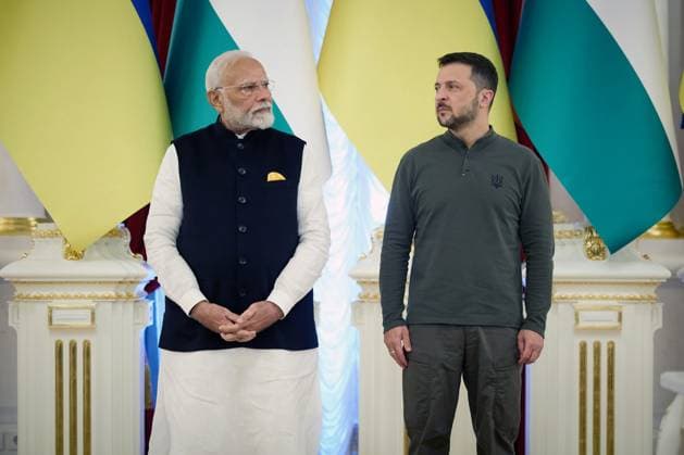 News Themen der Woche KW34 News Bilder des Tages Ukrainian President Volodymyr welcomes Indian Prime Minister Narendra Modi to Kyiv, Ukraine, on Friday, August 23, 2024. Zelenskyy thanked Modi for India s participation in the first Peace Summit and expressed hope for its signing of the Joint Communiqué and further active support for the Peace Formula implementation. The Head of State also invited Narendra Modi to attend the second Peace Summit. Photo via Ukrainian Presidential Press Office  WAX2024082308 UKRAINIANxPRESIDENTIALxPRESSxOFF