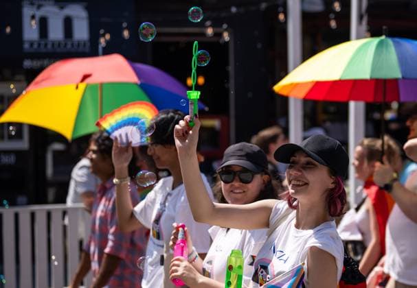 August 25, 2024, Ottawa, On, Canada: Marchers blow bubbles during the Capital Pride Parade in Ottawa, on Sunday, August 25, 2024. Ottawa Canada  - ZUMAc35_ 20240825_zaf_c35_039 Copyright: xChrisxTanouyex
