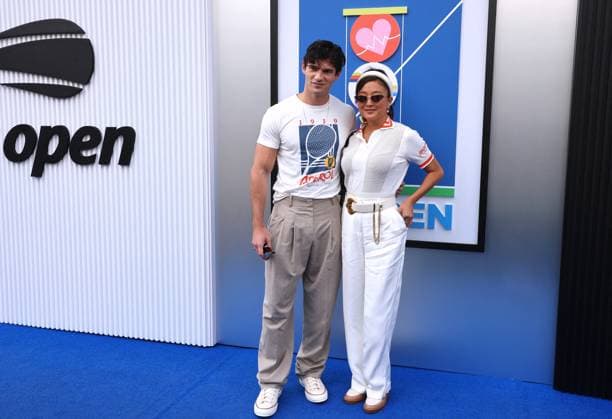 US Open - Celebs on the red carpet - Day 1 Ashley Park and Paul Forman attend the opening night of the 2024 US Open in New York, NY on August 26, 2024. Photo by Charles Guerin ABACAPRESS.COM New York NY USA  Copyright: xGuerinxCharles ABACAx