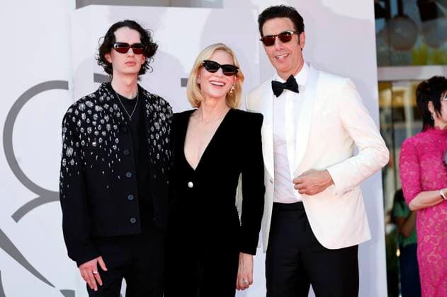 Kodi Smit-McPhee, Cate Blanchett und Sacha Baron Cohen bei der Premiere der Apple TV+ Miniserie Disclaimer auf der Biennale di Venezia 2024 81. Internationale Filmfestspiele von Venedig im Palazzo del Cinema. Venedig, 29.08.2024