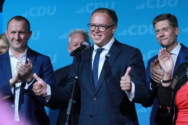 News Themen der Woche KW35 News Bilder des Tages Erfurt, Thüringen, Deutschland, 01.09.2024: Zentralheize: Landtagswahl in Thüringen: Mario Voigt beim Wahlabend der CDU Thüringen *** Erfurt, Thuringia, Germany, 01 09 2024 Central heating State election in Thuringia Mario Voigt at the CDU Thuringia election evening Copyright: xdtsxNachrichtenagenturx dts_44906