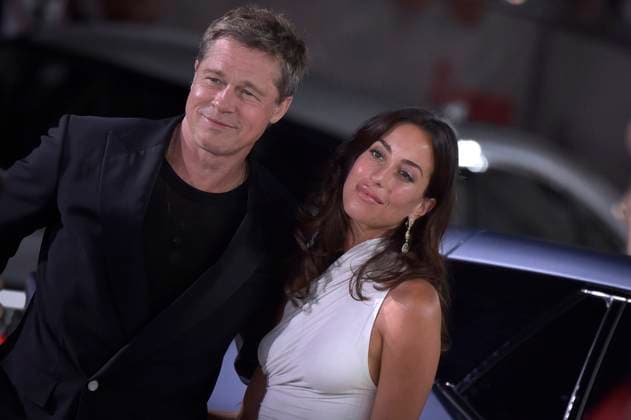 Brad Pitt and Ines de Ramon attend the premiere of Wolfs at the 81st Venice Film Festival in Venice, Italy on Sunday, September 1, 2024.  VEN20240901610 RoccoxSpaziani