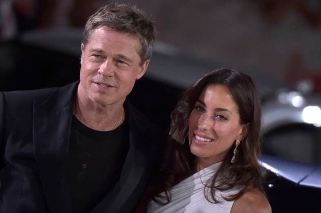 Brad Pitt and Ines de Ramon attend the premiere of Wolfs at the 81st Venice Film Festival in Venice, Italy on Sunday, September 1, 2024.  VEN20240901614 RoccoxSpaziani