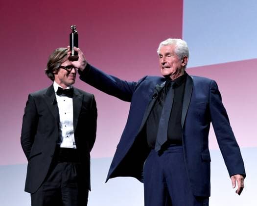 Venice: Venice, 81st Venice International Film Festival, Cartier Glory To The Filmmaker Award Ceremony. Pictured: Claude Lelouch, Rodolphe Ratzel Venice  - ZUMAp169 20240902_zea_p169_2042 Copyright: xAlbertoxTerenghi PoolxxEvenx