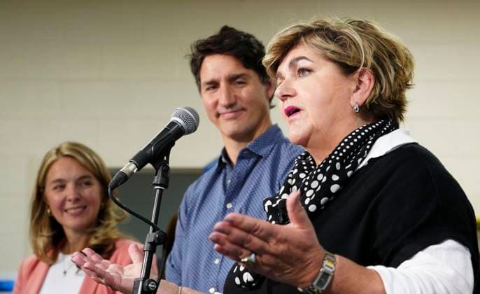 September 4, 2024, Rocky Harbour, Nfld, Canada: Families, Children and Social Development Minister Jenna Sudds, left, and Prime Minister Justin Trudeau look towards Rural Economic Development Minister and Atlantic Canada Opportunities Agency Minister Gudie Hutchings as they make an announcement in Rocky Harbour, Nfld., on Wednesday, Sept. 4, 2024. Rocky Harbour Canada - ZUMAc35_ 20240904_zaf_c35_084 Copyright: xSeanxKilpatrickx