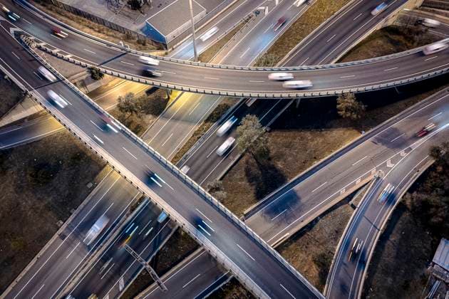 Nus de la Trinitat Road knot in Trinitat vella Ronda de dalt arial view Barcelona Catalonia Spain Copyright: xLucasxVallecillosx xVWPicsx LVM.Barcelona.TraficDJI_0716