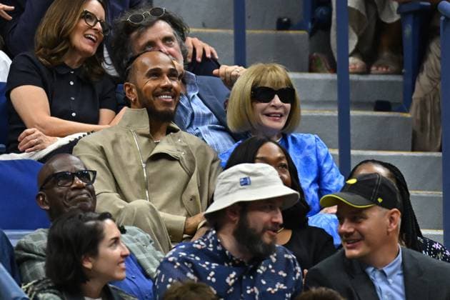 US Open - Celebs Watch Women s Final Formula one driver Lewis Hamilton and Ana Wintour attend the women s final at the 2024 US Open at Billie Jean National Tennis Center in New York City, NY, USA, on September 7, 2024. Photo by Corinne Dubreuil ABACAPRESS.COM New York City NY United States  Copyright: xDubreuilxCorinne ABACAx