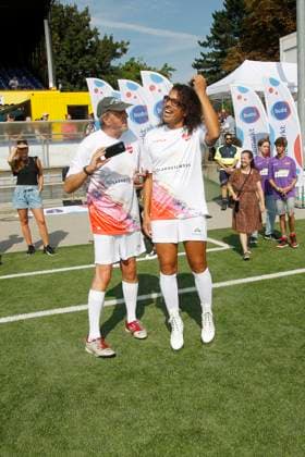 Rolf Fuhrmann und Jorge Gonzalez beim Benefiz Fussballspiel Kicken mit Herz zugunsten der Kinder Herzstation der Universitaetsklinik Eppendorf am 8.09.2024 in Hamburg Kicken mit Herz 2024 Benefiz Event in Hamburg