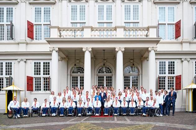 Den Haag, The Netherlands, 2024-09-10 15:42:02 THE HAGUE, 10-09-2024, Noordeinde Palace King Willem Alexander and Princess Margriet of the Netherlands will receive the Dutch medal winners of the 2024 Summer Paralympic Games in Paris at Noordeinde Palace in The Hague on Tuesday afternoon, September 10. PHOTO: NLBeeld Patrick van Emst Credit: NL Beeld Patrick van Emst Copyright: xx x