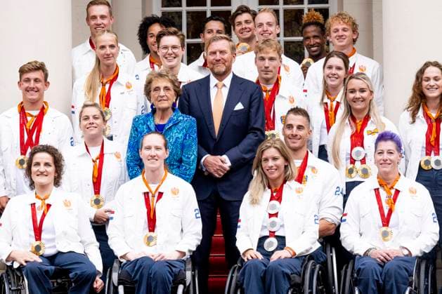 Den Haag, The Netherlands, 2024-09-10 15:43:33 THE HAGUE, 10-09-2024, Noordeinde Palace King Willem Alexander and Princess Margriet of the Netherlands will receive the Dutch medal winners of the 2024 Summer Paralympic Games in Paris at Noordeinde Palace in The Hague on Tuesday afternoon, September 10. PHOTO: NLBeeld Patrick van Emst Credit: NL Beeld Patrick van Emst Copyright: xx x