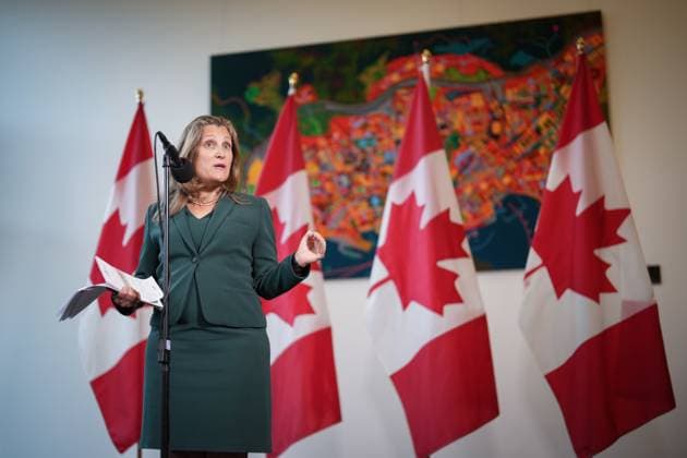 September 10, 2024, Nanaimo, Bc, CANADA: Finance Minister Chrystia Freeland says the use of public funds to support the screening of a documentary about Russian soldiers at the Toronto International Film Festival is not right. Freeland speaks to reporters at the Liberal caucus retreat in Nanaimo, B.C., Tuesday, Sept. 10, 2024. Nanaimo CANADA  - ZUMAc35_ 20240910_zaf_c35_022 Copyright: xDarrylxDyckx