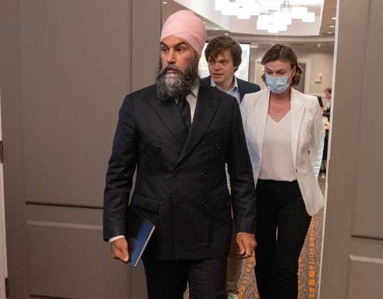 September 10, 2024, Montreal, Pq, Canada: NDP Leader Jagmeet Singh leaves the meeting room at the party s caucus retreat in Montreal, Tuesday, Sept. 10, 2024. Montreal Canada  - ZUMAc35_ 20240910_zaf_c35_054 Copyright: xRyanxRemiorzx