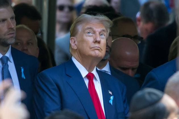 September 11, 2024, New York, New York, USA: Former President Donald Trump during a ceremony in memory of the victims of the terrorist attacks on the World Trade Center on September 11, 2001 at the WTC complex in New York. New York USA - ZUMAc233 20240911_zsp_c233_047 Copyright: xVanessaxCarvalhox