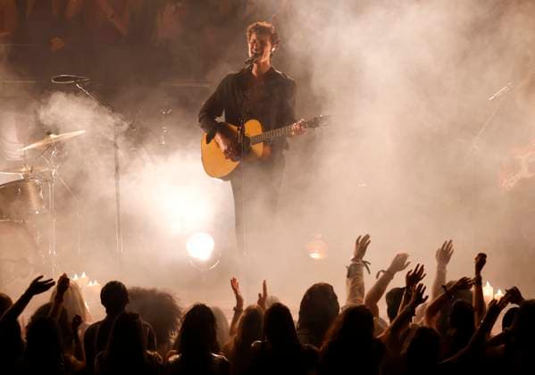 Shawn Mendes performs on stage at the 2024 MTV Video Music Awards VMA s at the UBS Arena in Elmont, New York on Wednesday, September 11, 2024.  NYP20240911189 JohnxAngelillo