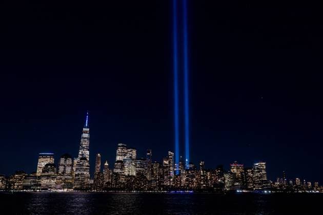 Bilder des Jahres 2024, News 09 September News Themen der Woche KW37 September 11th Memorial And Tribute Lights In Jersey City The Manhattan skyline features the 9 11 Memorial Tribute Lights as seen from Jersey City, New Jersey, on September 11, 2024. Jersey City New Jersey United States  Copyright: xThomasxHenggex originalFilename: hengge-septembe240911_npbqB.jpg