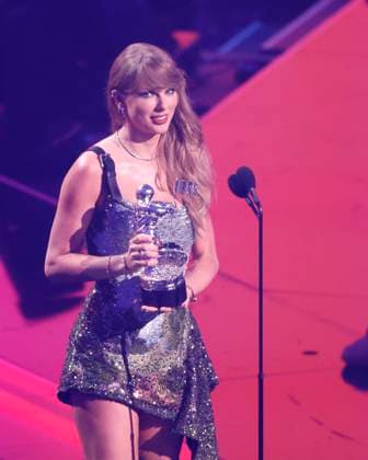 Taylor Swift accepts the Video of the Year award (Presented by Burger King) for Fortnight at the 2024 MTV Video Music Awards VMA s at the UBS Arena in Elmont, New York on Wednesday, September 11, 2024.  NYP202409113021 JohnxAngelillo