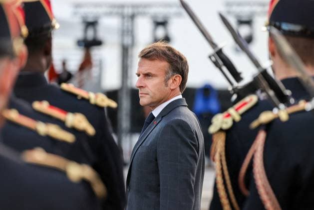 Bilder des Jahres 2024, News 09 September News Themen der Woche KW37 News Bilder des Tages Frankreich, Emmanuel Macron bei 80. Jahrestag der Befreiung von Le Havre President Emmanuel Macron during the official ceremony for the 80th anniversary of the liberation of Le Havre President Emmanuel Macron during the official ceremony for the 80th anniversary of the liberation of Le Havre, France, September 12, 2024 Dominique Jacovides Bestimage French President Emmanuel Macron during the official ceremony for the 80th anniversary of the liberation of Le Havre, France, September 12, 2024 Le Havre France  Copyright: xDOMINIQUExJACOVIDESx xBESTIMAGExDOMINIQUExJACOVIDESx xBESTIMAGEx