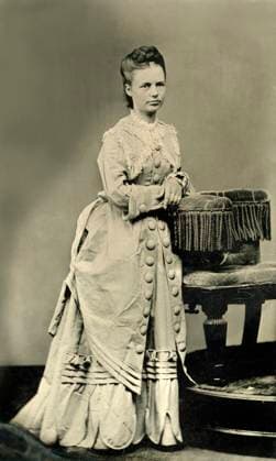 Portrait of Standing Adult Woman in Long Dress with Large Buttons, 1870  Copyright: xABxArchivex jtv007800