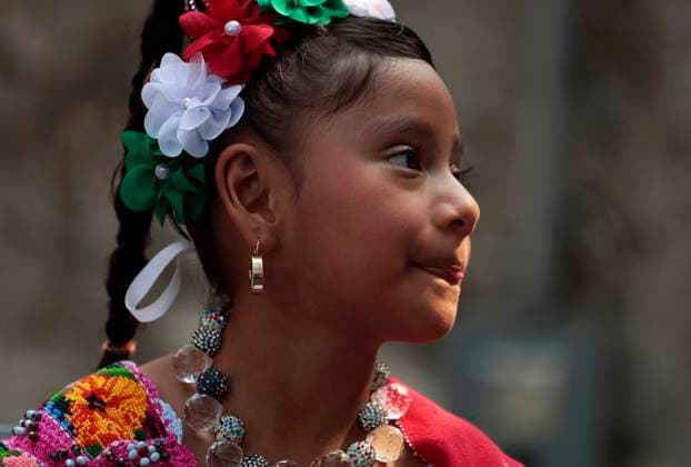 Mexicans And Tourists Get Ready For The Grito De Independencia Of Mexico This September 15 The granddaughter of Feliciana Hernandez Bautista, a designer from the indigenous community of Ahuiran, Paracho, Michoacan, wears items from the region in Mexico City, Mexico, on September 14, 2024, ahead of the Grito de Independencia de Mexico that takes place on September 15 in the Zocalo of the capital, headed by the president of Mexico, Andres Manuel Lopez Obrador. Mexico City Mexico City Mexico Copyright: xGerardoxVieyrax originalFilename: vieyra-notitle240914_npMx4.jpg