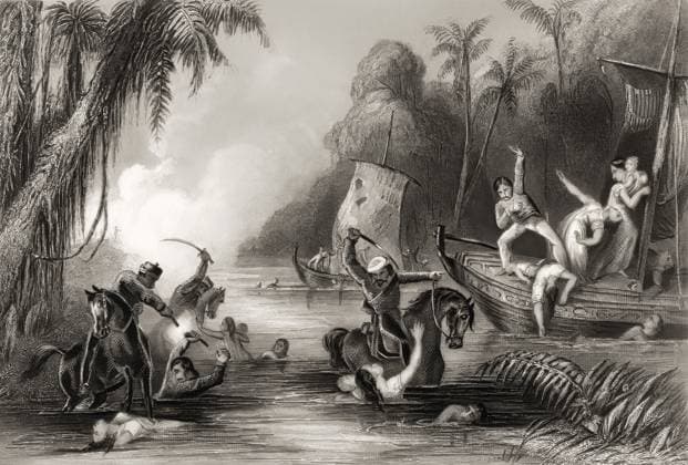 Das Massaker von Bibighar am 27. Juni 1857, Belagerung von Cawnpore oder Kanpur, indischer Aufstand von 1857 The Bibighar Massacre, on 27 June 1857, siege of Cawnpore or Kanpur, Indian rebellion of 1857 Copyright: imageBROKER Heinz-DieterxFalkens iblhfa11381603.jpg