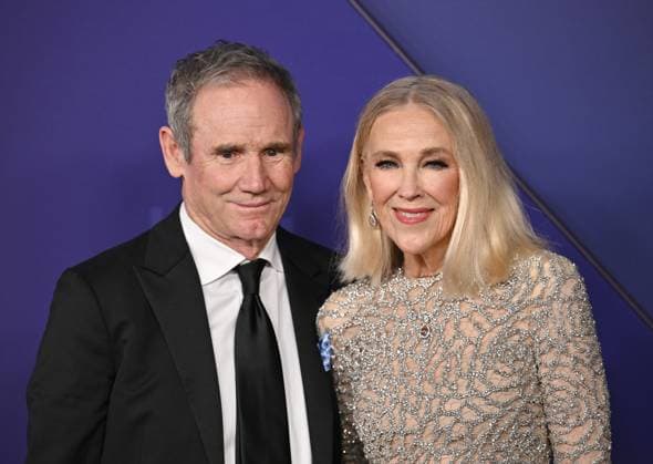 (L-R) Bo Welch and Catherine O Hara arrive for the 76th annual Primetime Emmy Awards at the Peacock Theater in Los Angeles on Sunday, September 15, 2024.  LAP202409150654 CHRISxCHEW