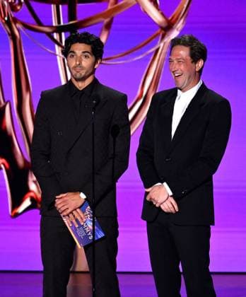 (L-R) Taylor Zakhar Perez and Ebon Moss-Bachrach appear onstage during the 76th annual Primetime Emmy Awards at the Peacock Theater in Los Angeles on Sunday, September 15, 2024.  LAP2024091598 JIMxRUYMEN