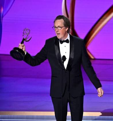 British writer Will Smith accepts the award for Outstanding Writing For A Drama Series award for Slow Horses onstage during the 76th annual Primetime Emmy Awards at the Peacock Theater in Los Angeles on Sunday, September 15, 2024.  LAP2024091591 JIMxRUYMEN