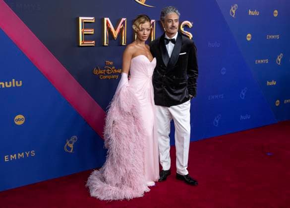 Rita Ora and Taika Waititi arrive for the 76th annual Primetime Emmy Awards at the Peacock Theater in Los Angeles on Sunday, September 15, 2024.  LAP202409150247 ALEXxGALLARDO