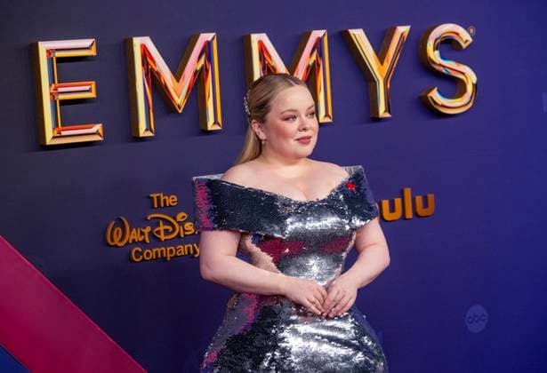 Nicola Coughlan arrives for the 76th annual Primetime Emmy Awards at the Peacock Theater in Los Angeles on Sunday, September 15, 2024.  LAP2024091509242 ALEXxGALLARDO
