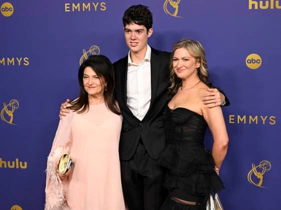 Becky Mode, Henry Mode, and Kelly Hutchinson arrive for the 76th annual Primetime Emmy Awards at the Peacock Theater in Los Angeles on Sunday, September 15, 2024.  LAP202409150345 ALEXxGALLARDO