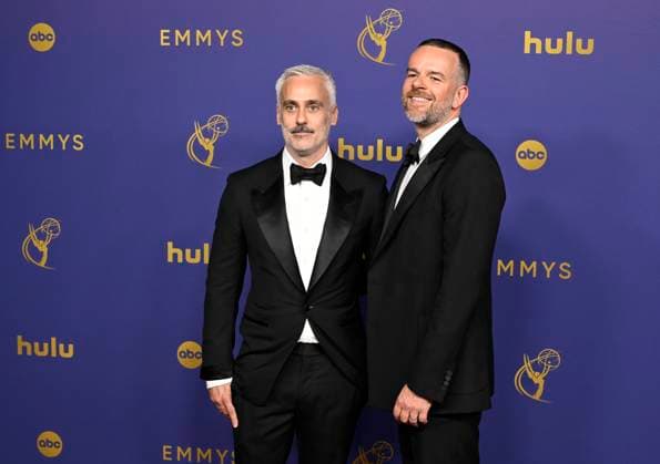 Iain Canning and Ben Townley arrive for the 76th annual Primetime Emmy Awards at the Peacock Theater in Los Angeles on Sunday, September 15, 2024.  LAP202409150388 ALEXxGALLARDO