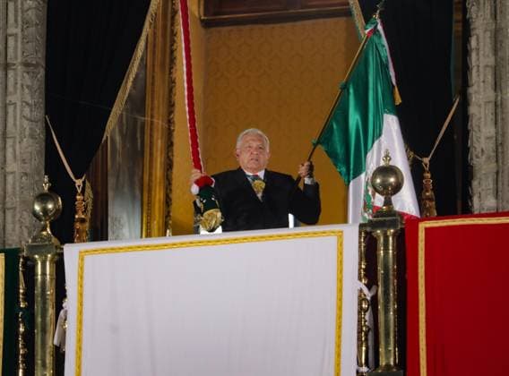 MexicoÃ¢â‚¬â ¢s President, Andres Manuel Lopez Obrador weaves the Mexican flag while makes his last shout of independence to commemorate the 214th anniversary of Mexico s Independence Day on the balcony of the National Palace at Zocalo in the main square. Mexico City Mexico - ZUMAe321 20240915_zia_e321_027 Copyright: xIanxRoblesx