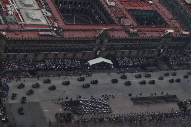 Aerial view taken from an airplane on the occasion of the celebration the military civic parade in commemoration of the 214th anniversary of Mexico s Independence Day. on September 16, 2024 in Mexico City, Mexico. Mexico City Mexico - ZUMAe321 20240916_zia_e321_003 Copyright: xCarlosxSantiagox