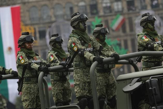 Mexican National Defense members taking part during the military civic parade to commemorate the 214th anniversary of Mexico s Independence Day. on September 16, 2024 in Mexico City, Mexico. Mexico City Mexico - ZUMAe321 20240916_zia_e321_084 Copyright: xIanxRoblesx