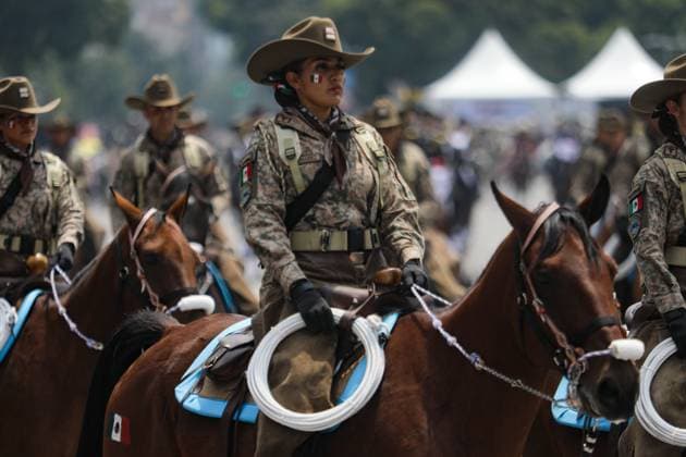 Mexican National Defense members taking part during the military civic parade to commemorate the 214th anniversary of Mexico s Independence Day. on September 16, 2024 in Mexico City, Mexico. Mexico City Mexico - ZUMAe321 20240916_zia_e321_090 Copyright: xIanxRoblesx