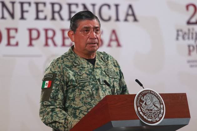 Luis Cresencio Sandoval, Minister of National Defense, speaking about the elements of the Armed Forces and the National Guard deployed due to the violence in Sinaloa briefing conference at National Palace. on September 17, 2024 in Mexico City, Mexico. Mexico City Mexico - ZUMAe321 20240917_zia_e321_001 Copyright: xCarlosxSantiagox