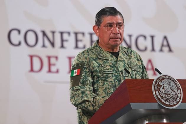 Luis Cresencio Sandoval, Minister of National Defense, speaking about the elements of the Armed Forces and the National Guard deployed due to the violence in Sinaloa briefing conference at National Palace. on September 17, 2024 in Mexico City, Mexico. Mexico City Mexico - ZUMAe321 20240917_zia_e321_003 Copyright: xCarlosxSantiagox