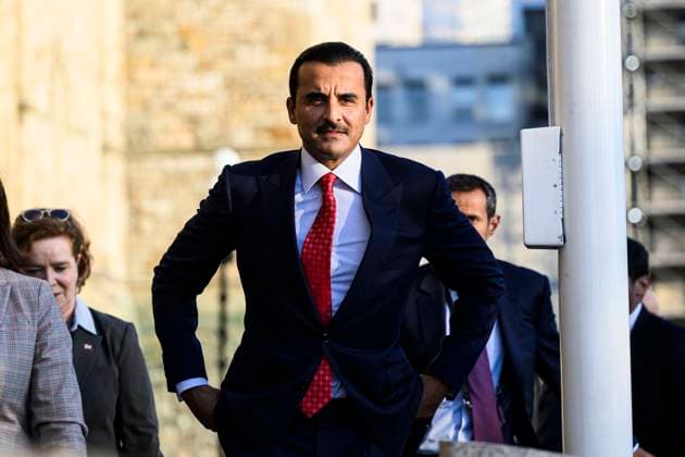 September 17, 2024, Ottawa, On, CAN: Sheikh Tamim Bin Hamad Al Thani, Emir of Qatar, arrives for a meeting with Prime Minister Justin Trudeau, not shown, on Parliament Hill in Ottawa, on Tuesday, Sept. 17, 2024. Ottawa CAN - ZUMAc35_ 20240917_zaf_c35_096 Copyright: xJustinxTangx