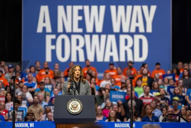 News Themen der Woche KW38 News Bilder des Tages September 20, 2024, Madison, Wisconsin, U.S: Vice President KAMALA HARRIS delivers remarks at a campaign rally in Madison, Wisconsin Madison U.S - ZUMAs135 20240920_zap_s135_020 Copyright: xDanielxDeSloverx