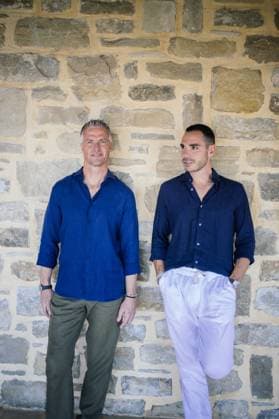Oprtalj, 210824. Ralph Schumacher, former Formula 1 driver, grape harvest and winery. In the photo: Ralf Schumacher and his partner Etienne Bousquet-Cassagne. Photo: Vedran Peteh CROPIX Copyright: xxVedranxPetehx schumacher_oprtalj36-210824