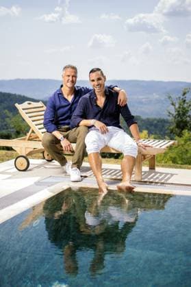 Oprtalj, 210824. Ralph Schumacher, former Formula 1 driver, grape harvest and winery. In the photo: Ralf Schumacher and his partner Etienne Bousquet-Cassagne. Photo: Vedran Peteh CROPIX Copyright: xxVedranxPetehx schumacher_oprtalj45-210824