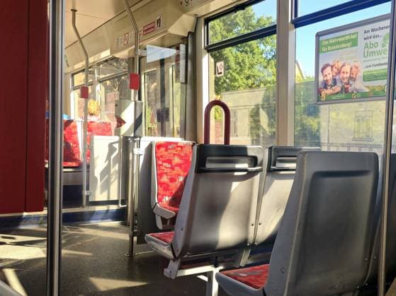 Innenansicht einer Straßenbahn in Brandenburg an der Havel