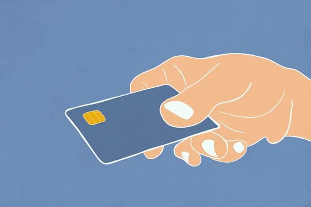 A simplistic yet captivating illustration of a human hand gently holding a blue credit card, portrayed against a soft blue background, ideal for banks and financial themes Model Released HodeiUnzueta_ID23886_693111_005 Copyright: xHodeixUnzuetax RECORD DATE NOT STATED