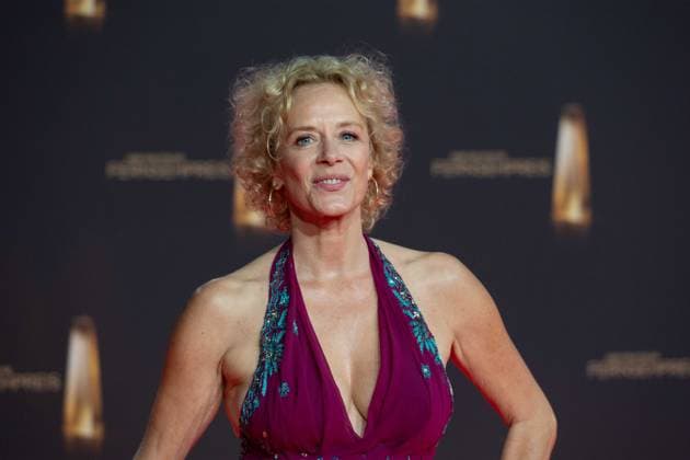 Katja RIEMANN, Schauspielerin, Roter Teppich, Red Carpet Show, Ankunft, arrival, Verleihung des Deutschen Fernsehpreises, Der Deutsche Fernsehpreis 2024, Deutscher Fernsehpreis 2024 in den MMC Studios Koeln, am 25.09.2024.