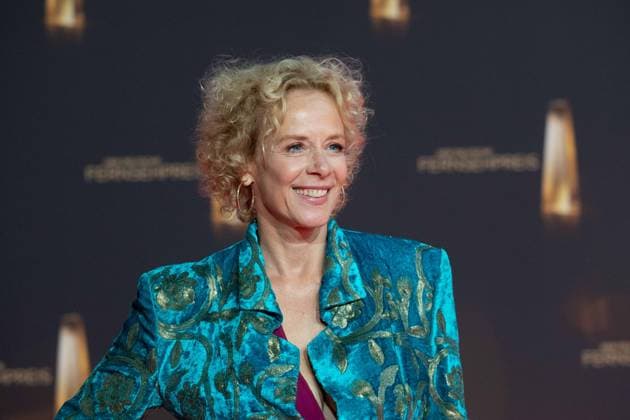 Katja RIEMANN, Schauspielerin, Roter Teppich, Red Carpet Show, Ankunft, arrival, Verleihung des Deutschen Fernsehpreises, Der Deutsche Fernsehpreis 2024, Deutscher Fernsehpreis 2024 in den MMC Studios Koeln, am 25.09.2024.